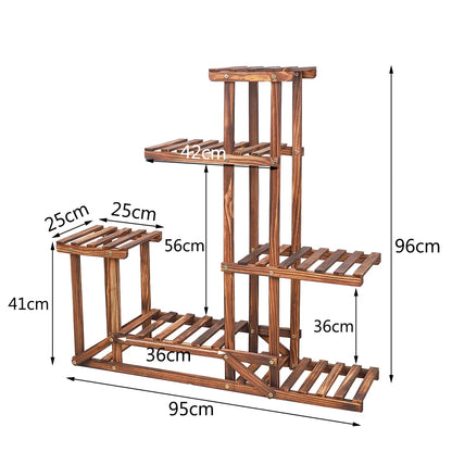 6 Tiered Wood Flower Plant Stand Display