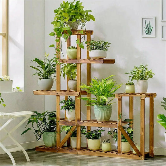 6 Tiered Wood Flower Plant Stand Display