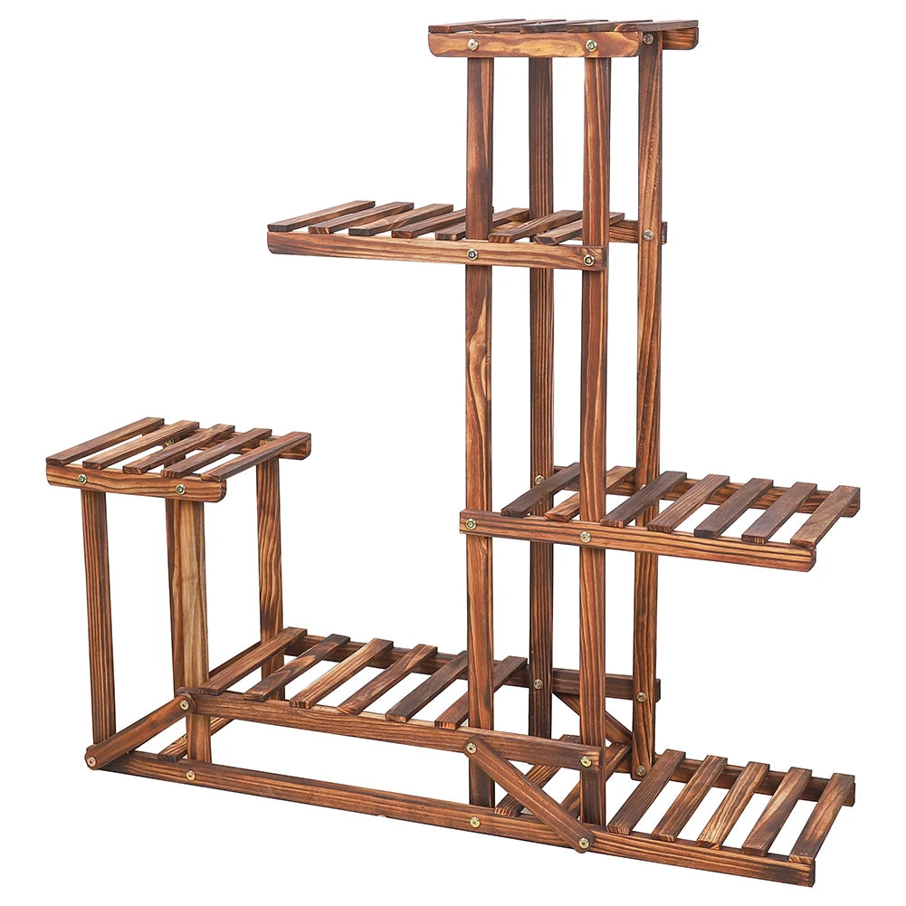 6 Tiered Wood Flower Plant Stand Display