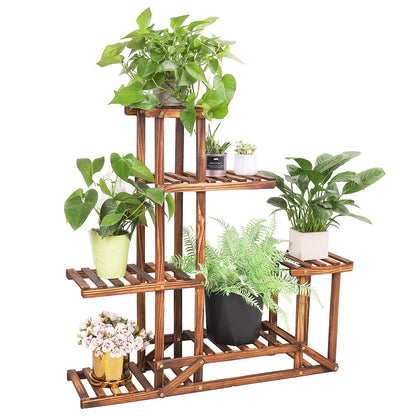 6 Tiered Wood Flower Plant Stand Display