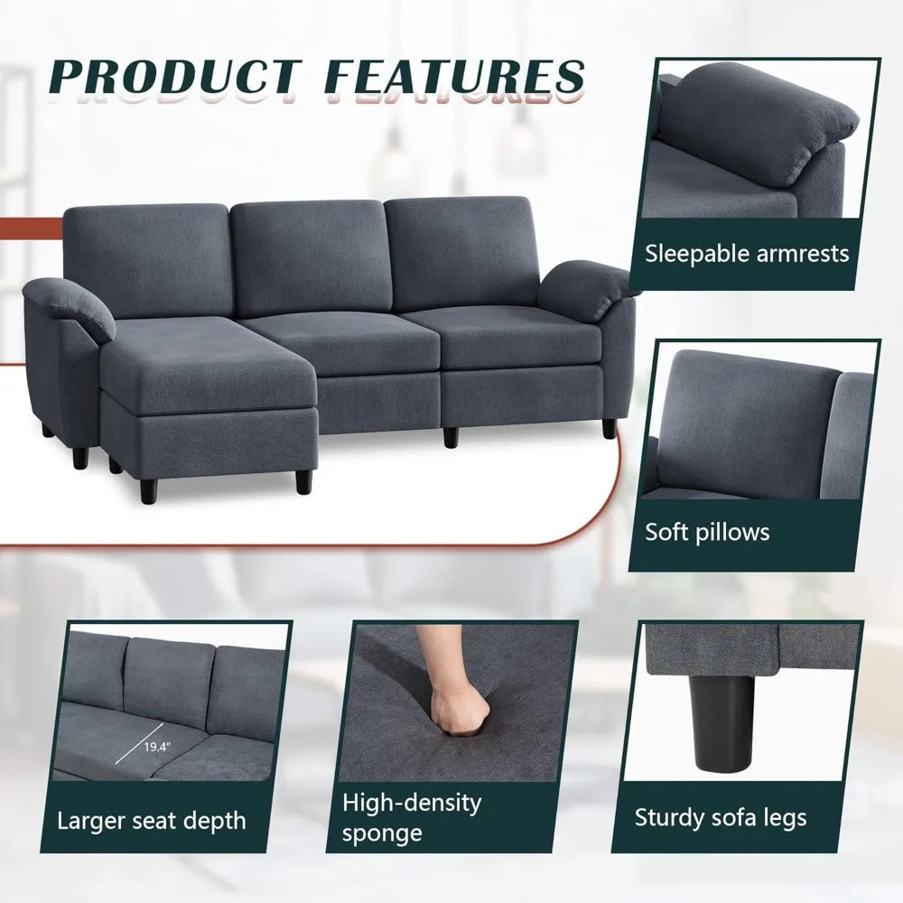 79" Convertible Sectional Sofa L Shaped