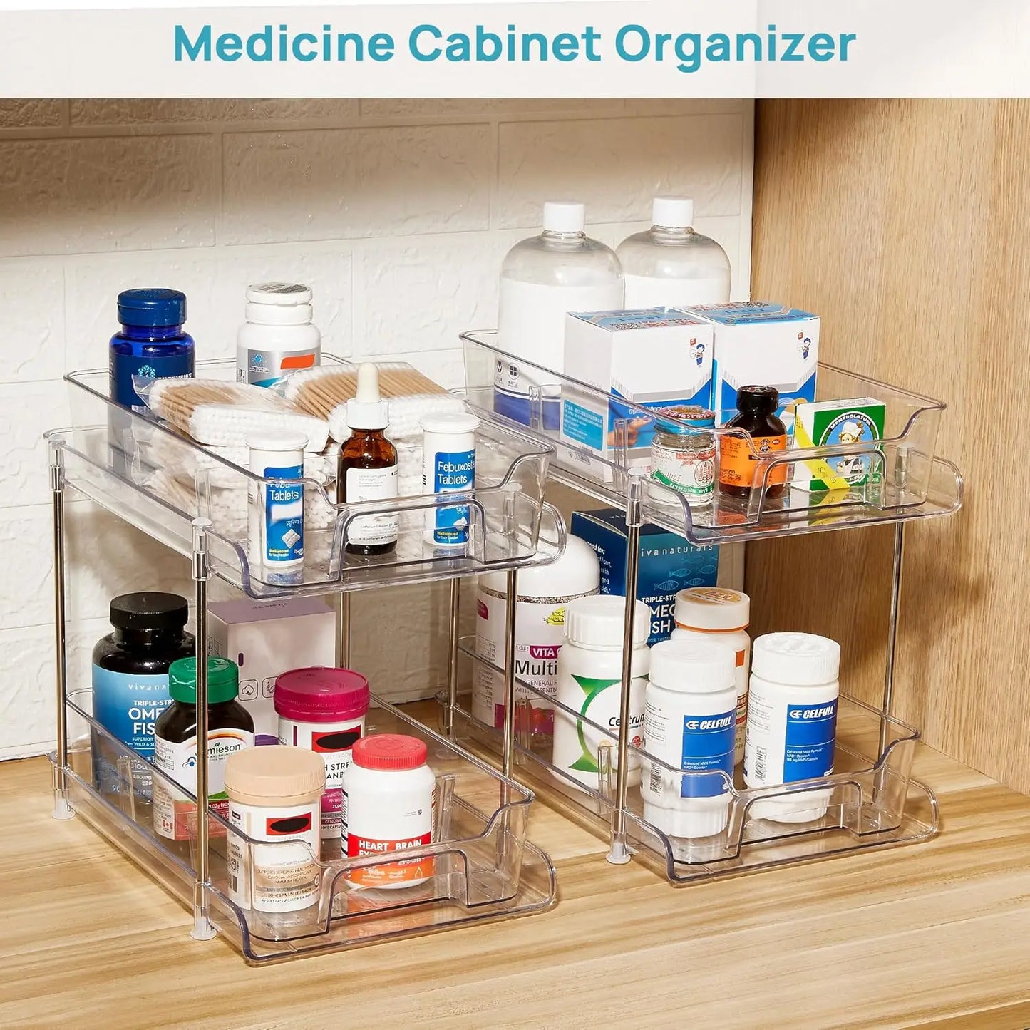 4 Pack 2 Tier Under Sink Pull Out Cabinet