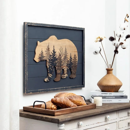 Bear in The Forest Decorative Wood Framed