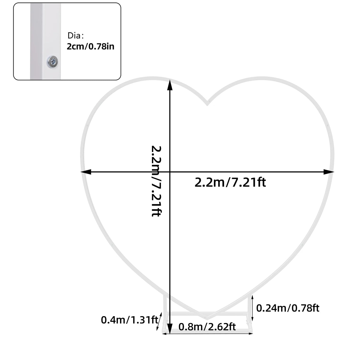 Heart Shaped White Metal Balloon Arch Stand