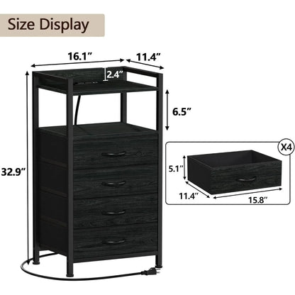 4 Drawer Nightstand with Shelf