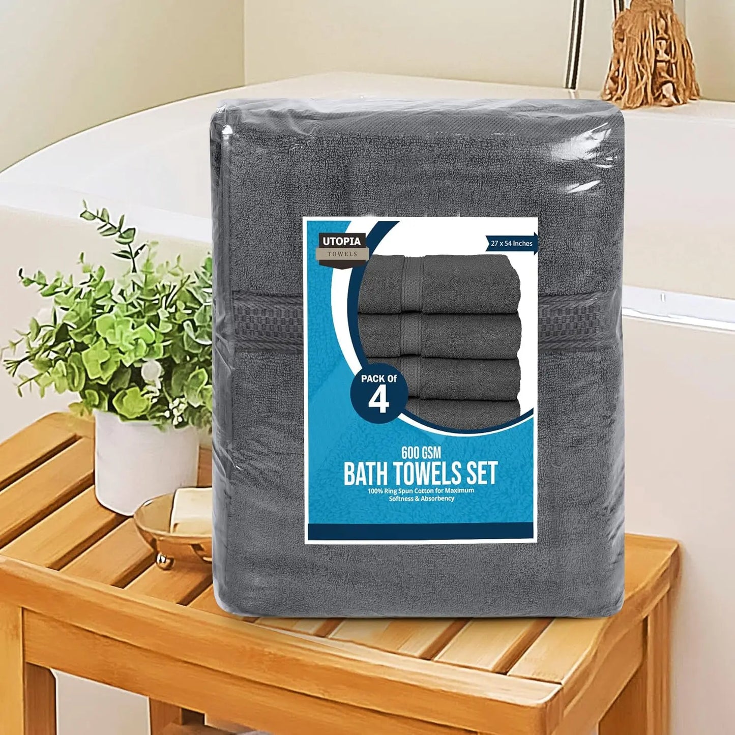 4-Pack Premium Bath Towels Set 100% Cotton