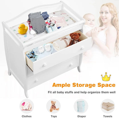 Infant Diaper Changing Station with Drawers