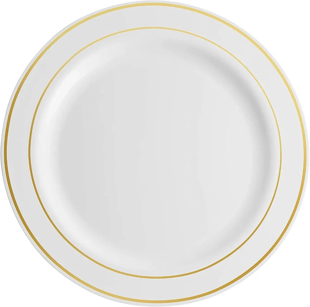 600 Piece Gold Plastic Dinnerware Set, Disposable