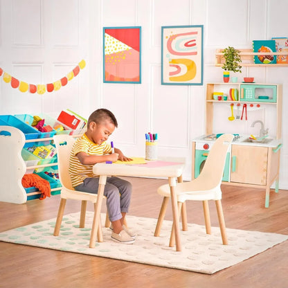 Table and Chair Set ,1 Craft Table & 2 Chairs- Natural Wooden Legs- 3 years +,Kids Table and Chair Set