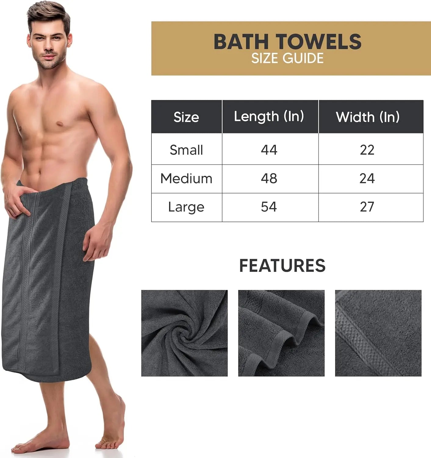 4-Pack Premium Bath Towels Set 100% Cotton