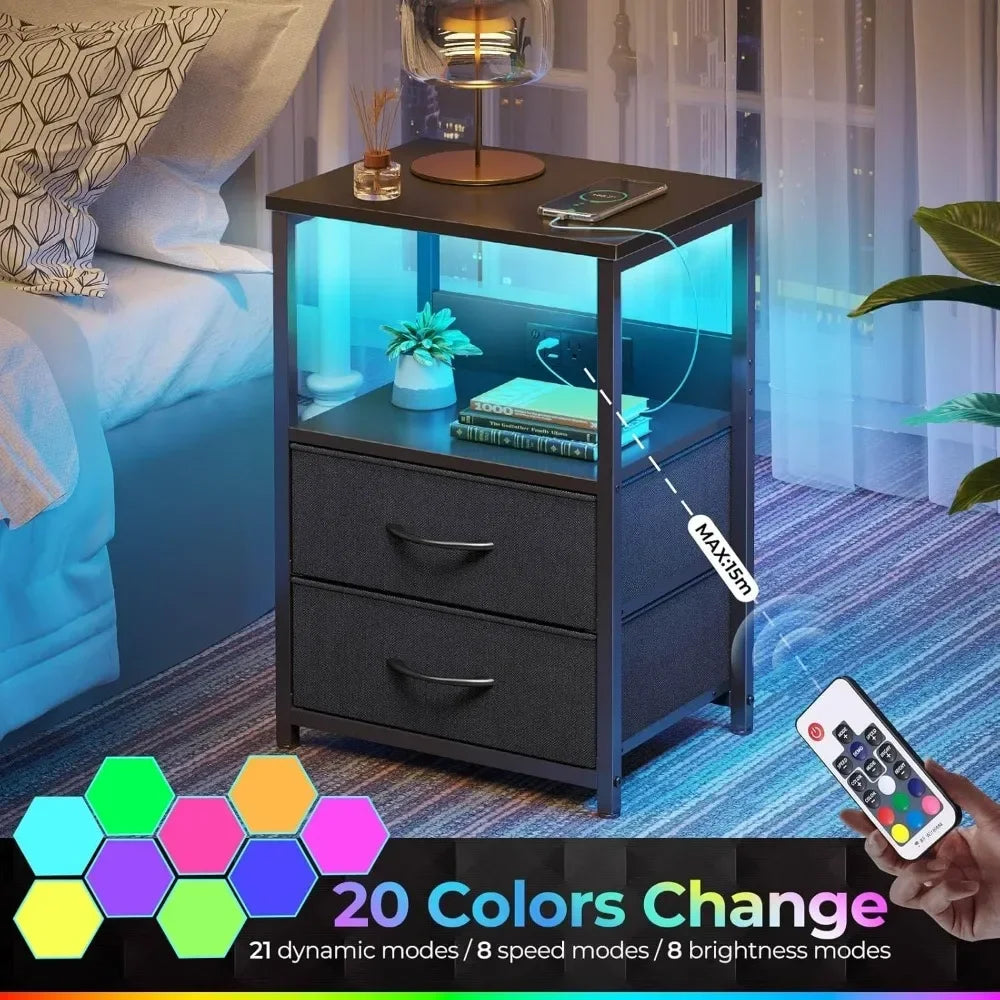 Nightstand Bedside table with LED Lights