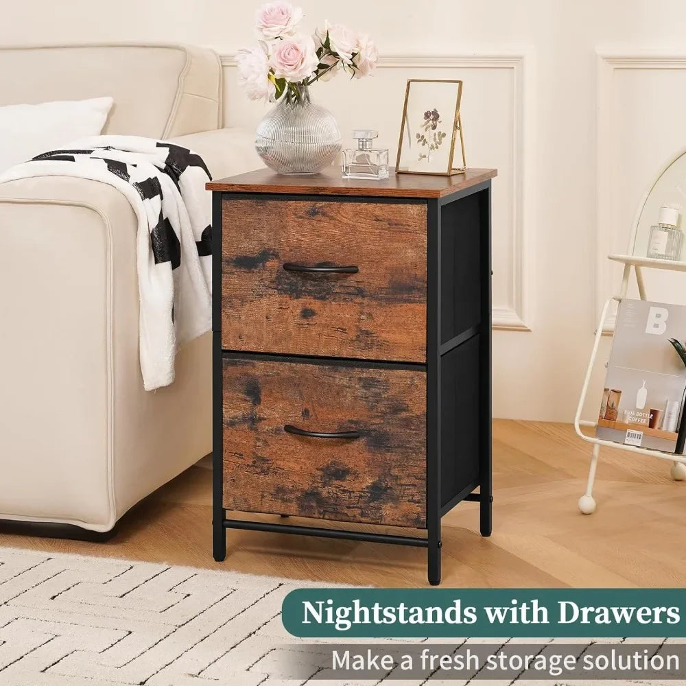 2 Nightstand with Fabric Drawers Small