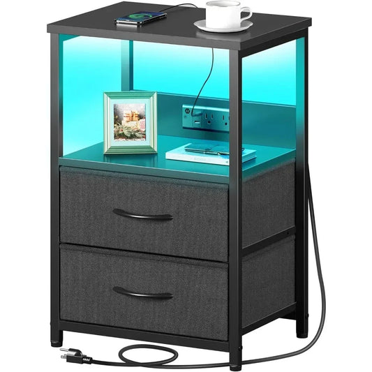 Nightstand Bedside table with LED Lights