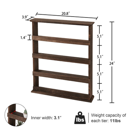 Rustic Wood Wall Mounted 4-Tier Rack