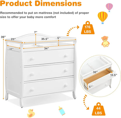 Infant Diaper Changing Station with Drawers