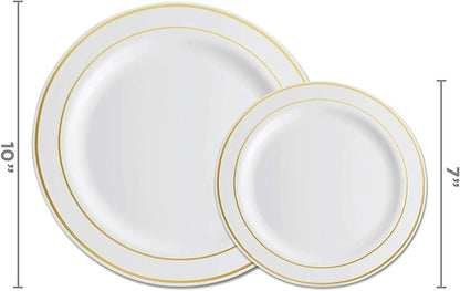 600 Piece Gold Plastic Dinnerware Set, Disposable