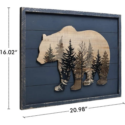 Bear in The Forest Decorative Wood Framed