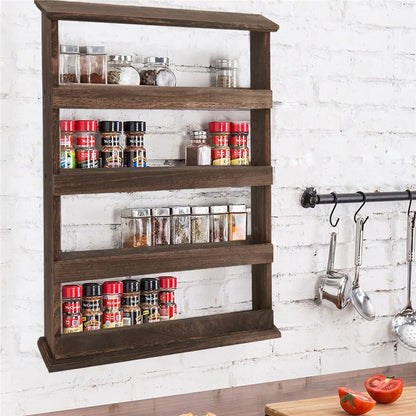 Rustic Wood Wall Mounted 4-Tier Rack