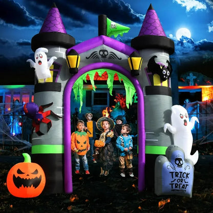 12.5 FT Spooky Halloween Outside Decor, Ghost, Pumpkin Witch, Castle Inflatables