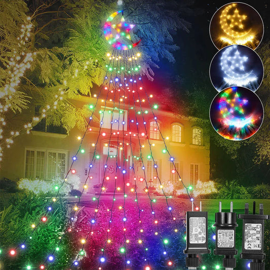 Christmas Decoration Moon Star String Lights 8 Modes