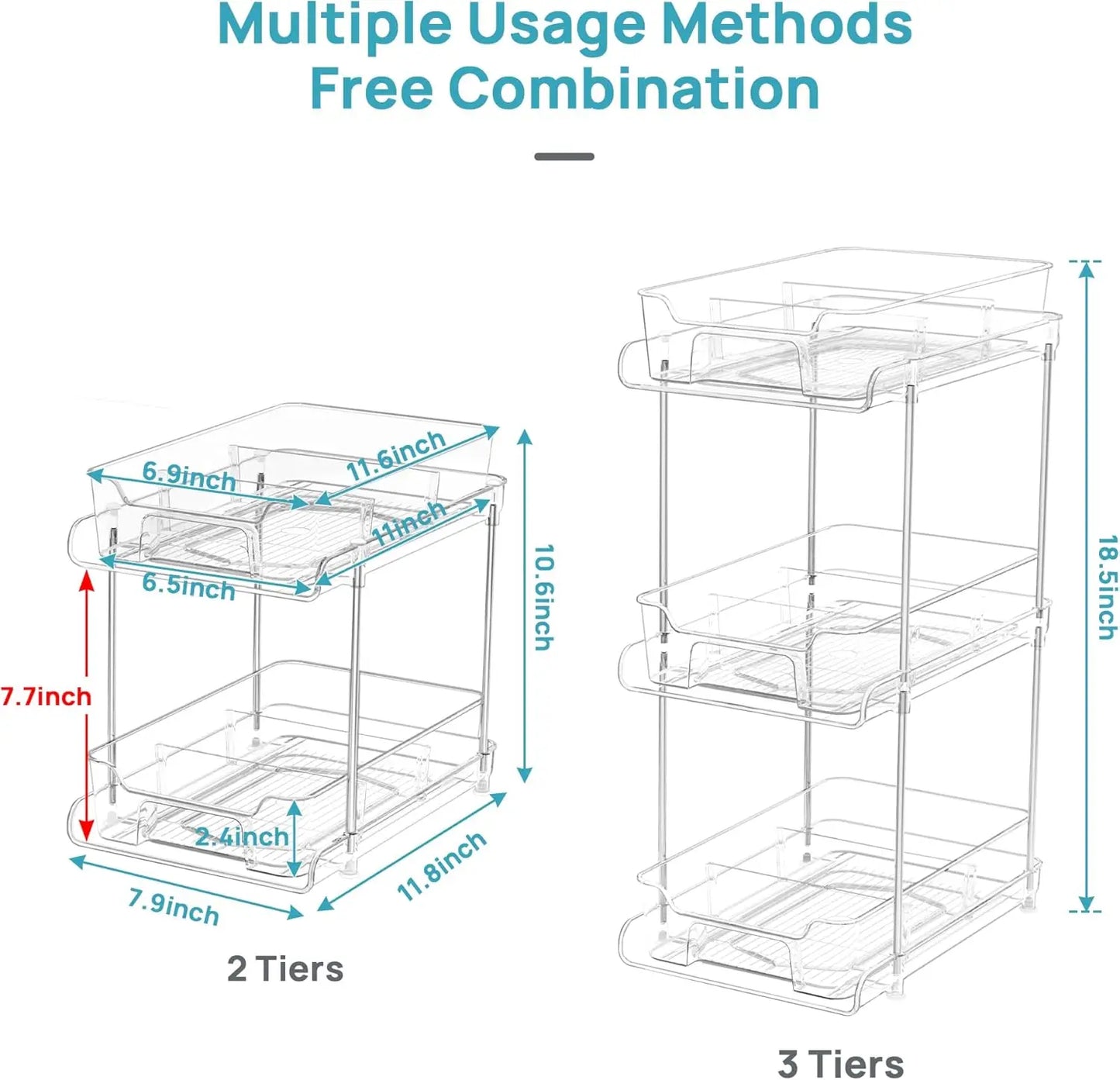 4 Pack 2 Tier Under Sink Pull Out Cabinet