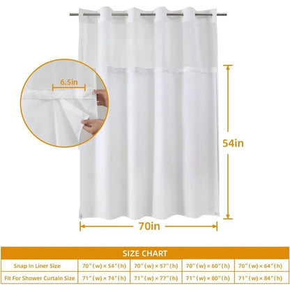 Fabric Snap-in Shower Curtain Liner No Hook