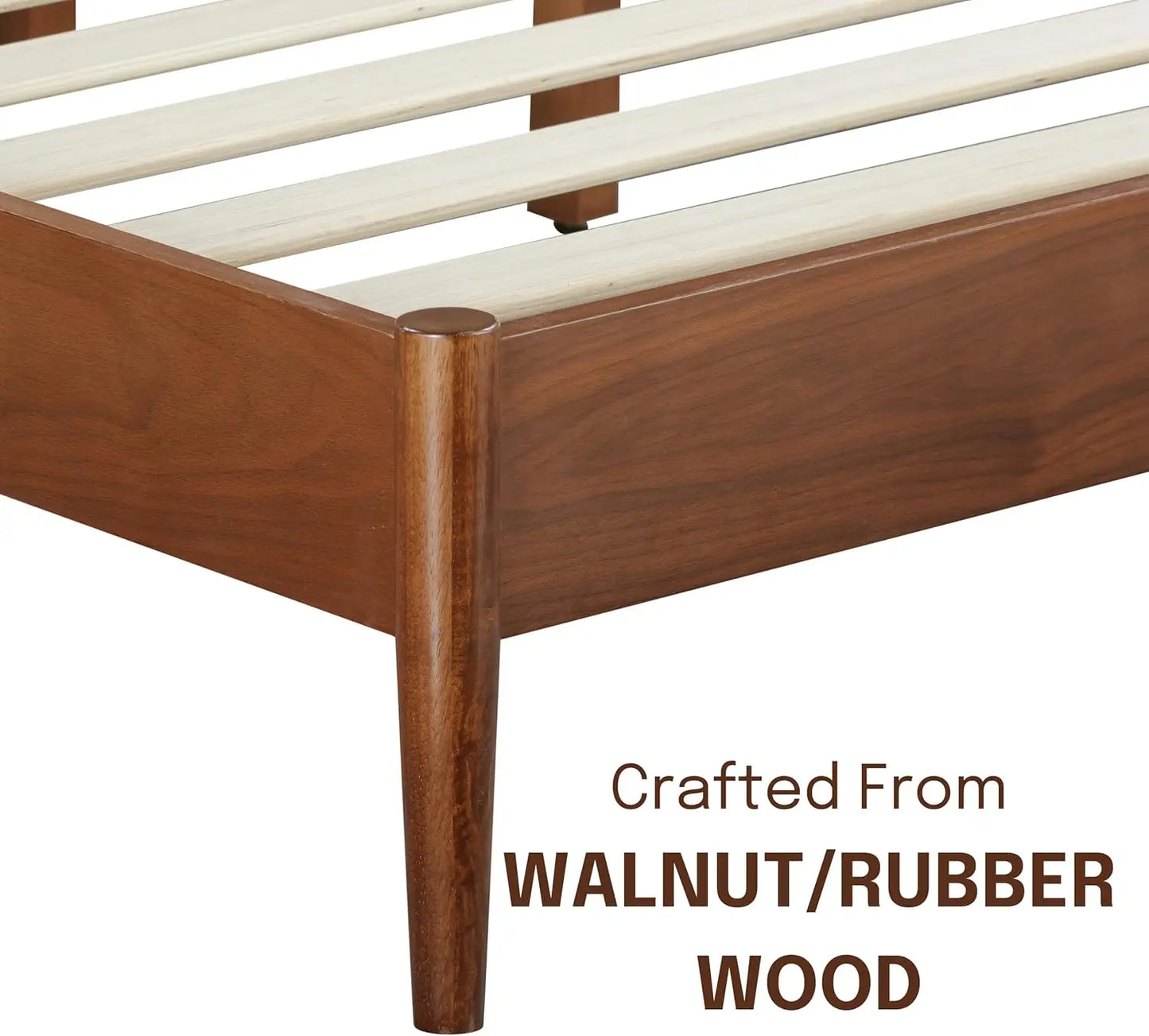 Bed Frame with Headboard Crafted Rubber Wood