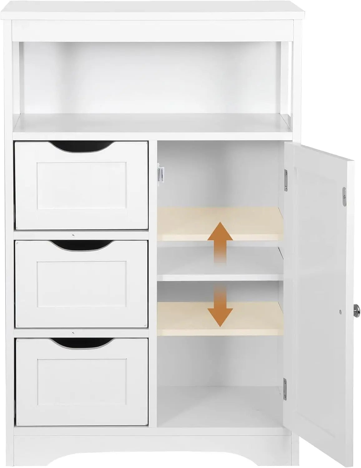 Floor Storage Cabinet 3 Drawers Adjustable Shelf