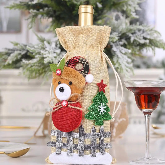 Bear Design Wine Bottle Cover Christmas Bags