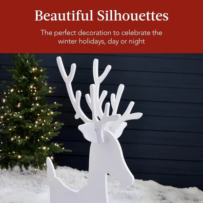 3-Piece 56 in Reindeer Family Silhouette Set, Outdoor Christmas