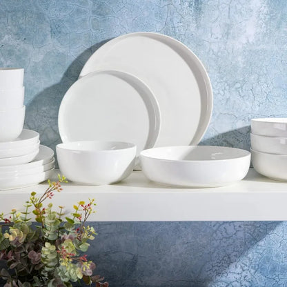 16 Piece Dinnerware White /Black Rim