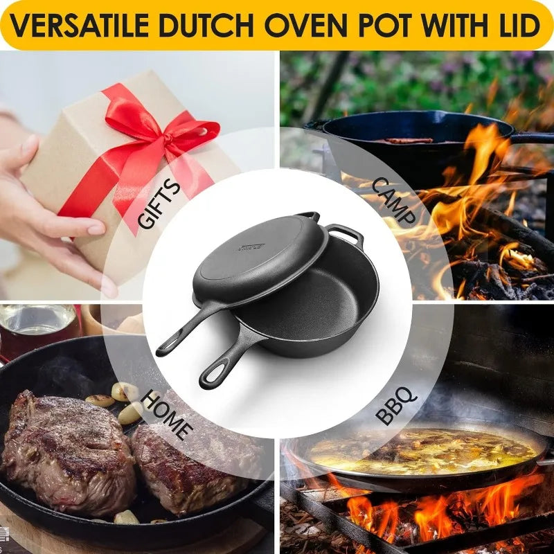 Cast Iron Dutch Oven Pot Skillet Lid