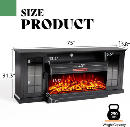 75in 3 Sided Glass Fireplace TV Stand