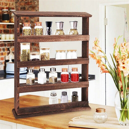 Rustic Wood Wall Mounted 4-Tier Rack