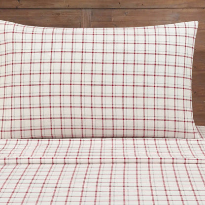 4-Piece Flannel Sheet Red Plaid King