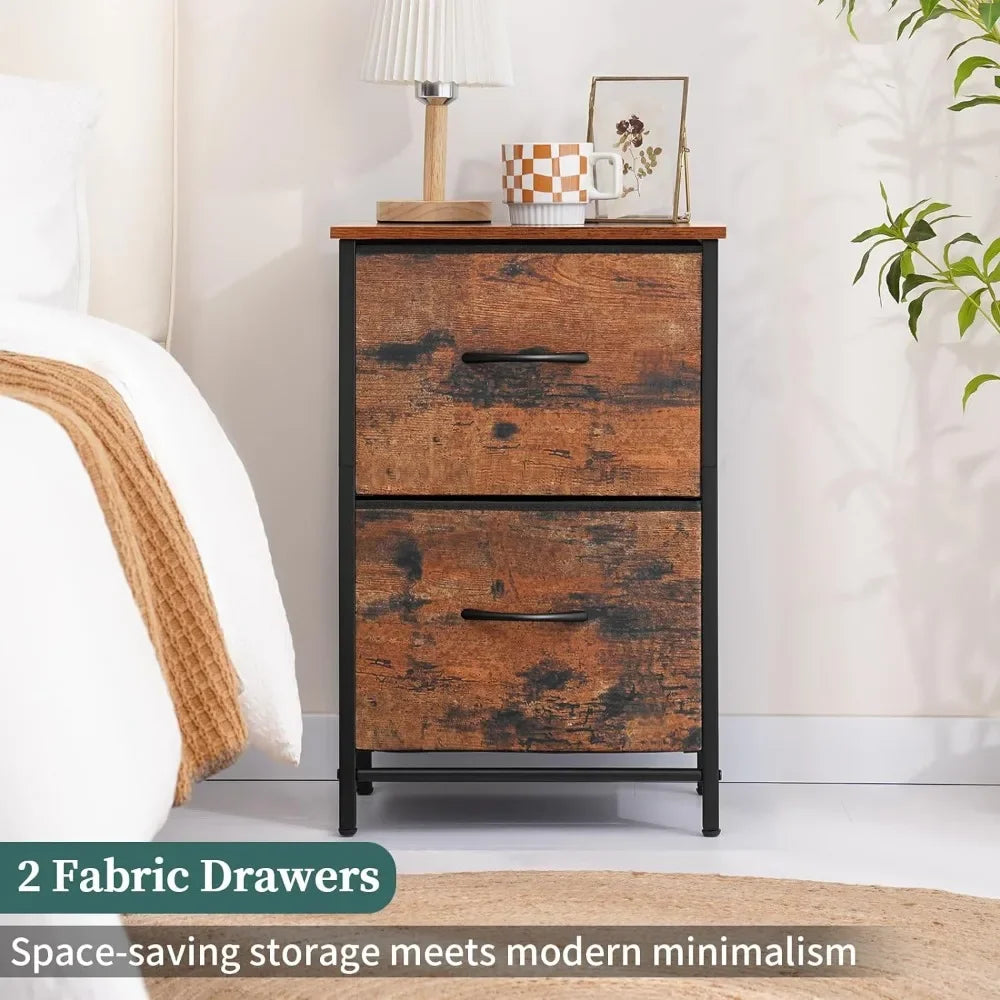 2 Nightstand with Fabric Drawers Small