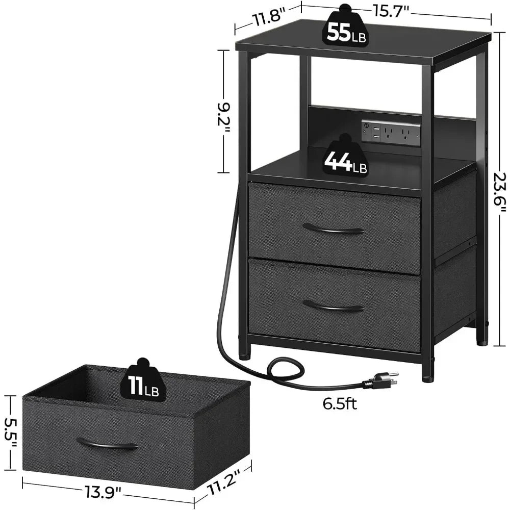 Nightstand Bedside table with LED Lights