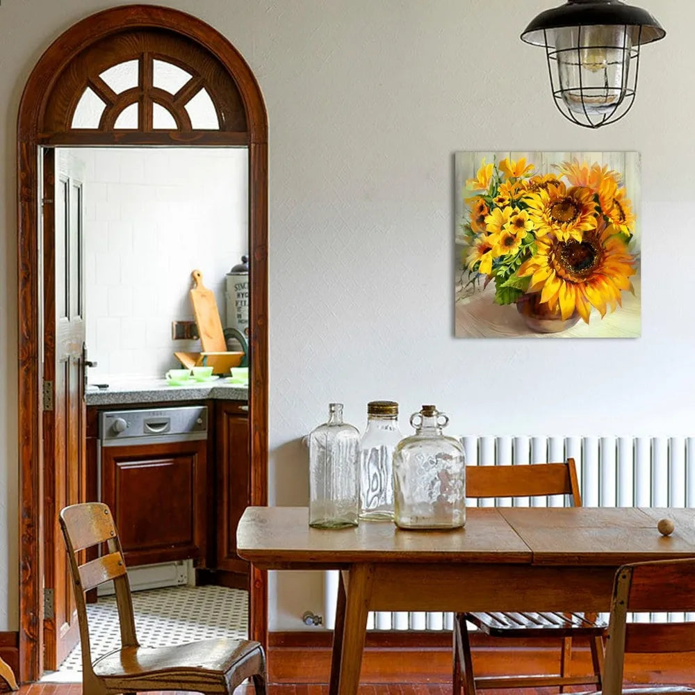 Fall Wall Art Farmhouse Sunflower Kitchen Paintings