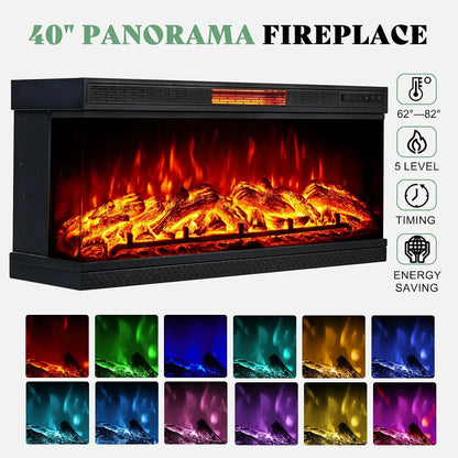 75in 3-Sided Glass Fireplace TV Stand up to 85"