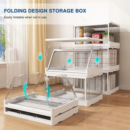 Clear Stackable Storage Bins 3-Pack Magnetic Doors