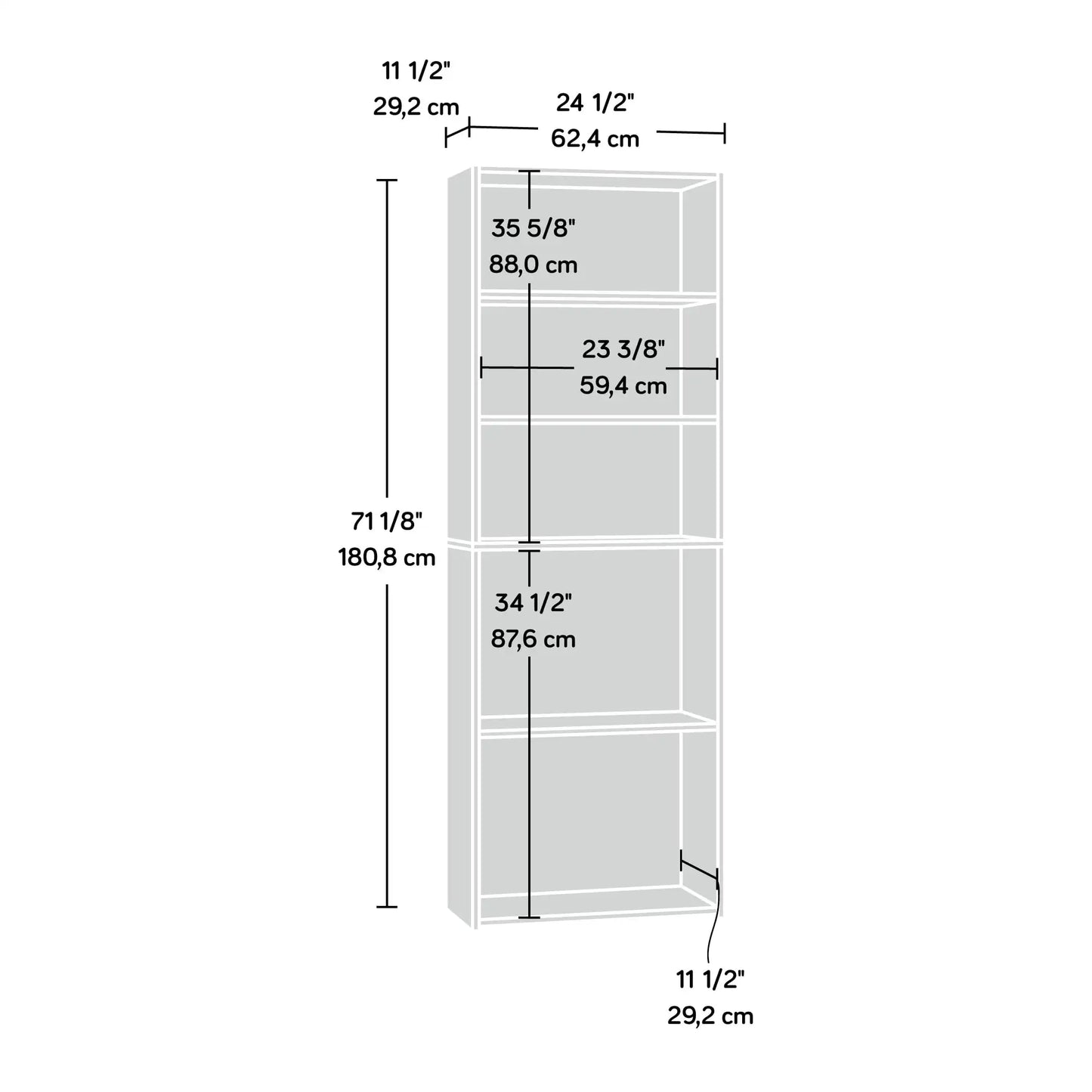 3/4/5/6- Bookcase Adjustable Shelves