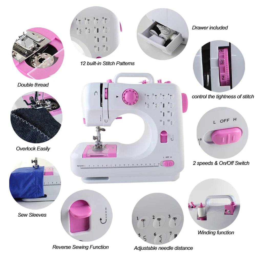 Mini Portable Electric Sewing Machine 12 Built-in Stitches