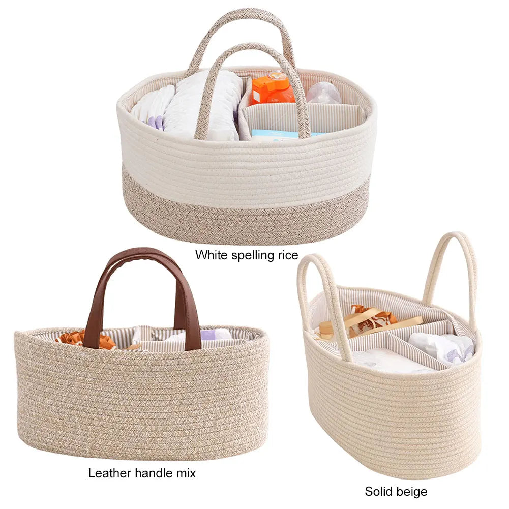 Baby Diaper Caddy Organizer Cotton Rope