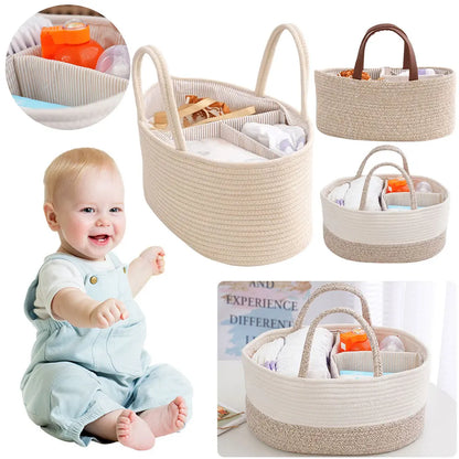 Baby Diaper Caddy Organizer Cotton Rope