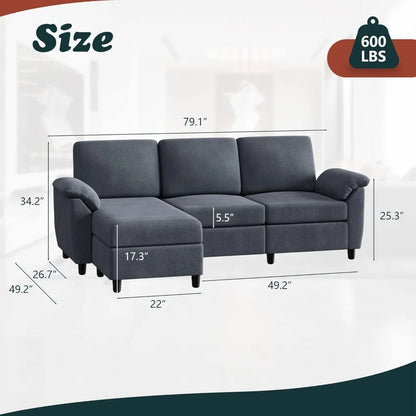 79" Convertible Sectional Sofa L Shaped