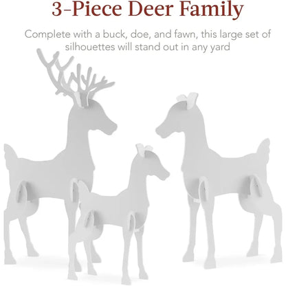 3-Piece 56 in Reindeer Family Silhouette Set, Outdoor Christmas