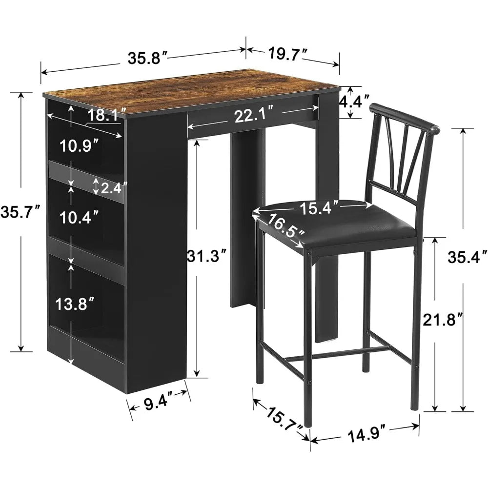 Bar Table/Chairs Tall Breakfast Nook with Stools