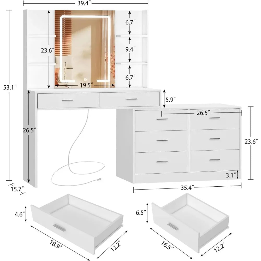 Corner Makeup Vanity Table