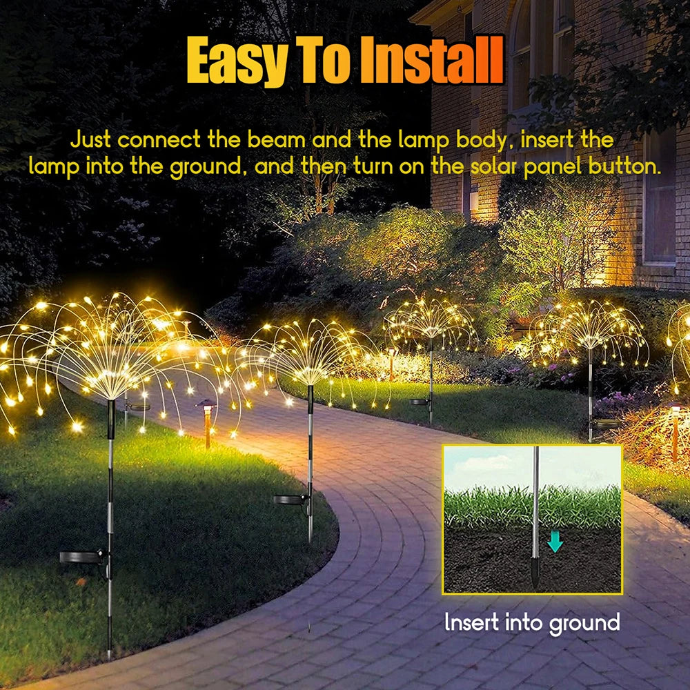 Solar Firework Fairy Light LED Outdoor Waterproof