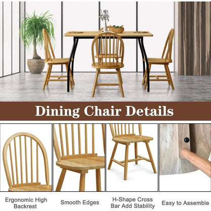 Wooden dining chair 2-piece set vintage rustic